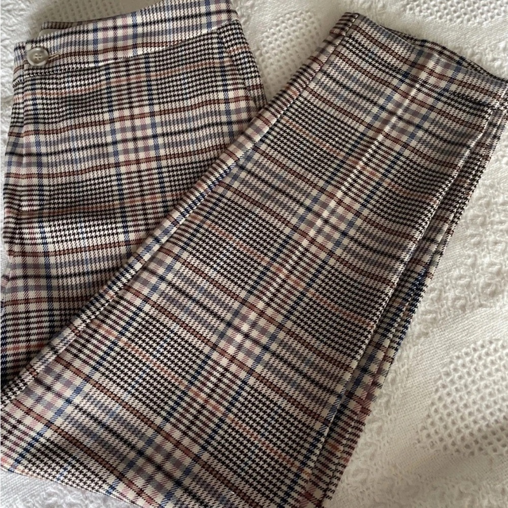 Anthropologie Multicolor Brown Plaid Dress Pants